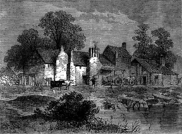 The "Five Houses", in 1796. After an Engraving published in 1796. A view of the Pest-Houses at Tothill Fields. Taken from the book Old and new London : Volume 4. Originally published by Cassell, Petter & Galpin, London, 1878. General Collections Keywords: Medicine; Plague; Housing; Walford, E.