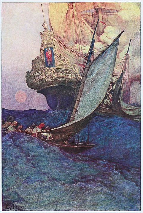 Howard Pyle – Buccaneers attacking a much larger Spanish galleon