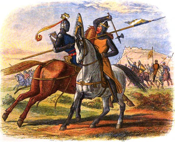 Robert the Bruce kills Sir Henry de Bohun on the first day of the Battle of Bannockburn.