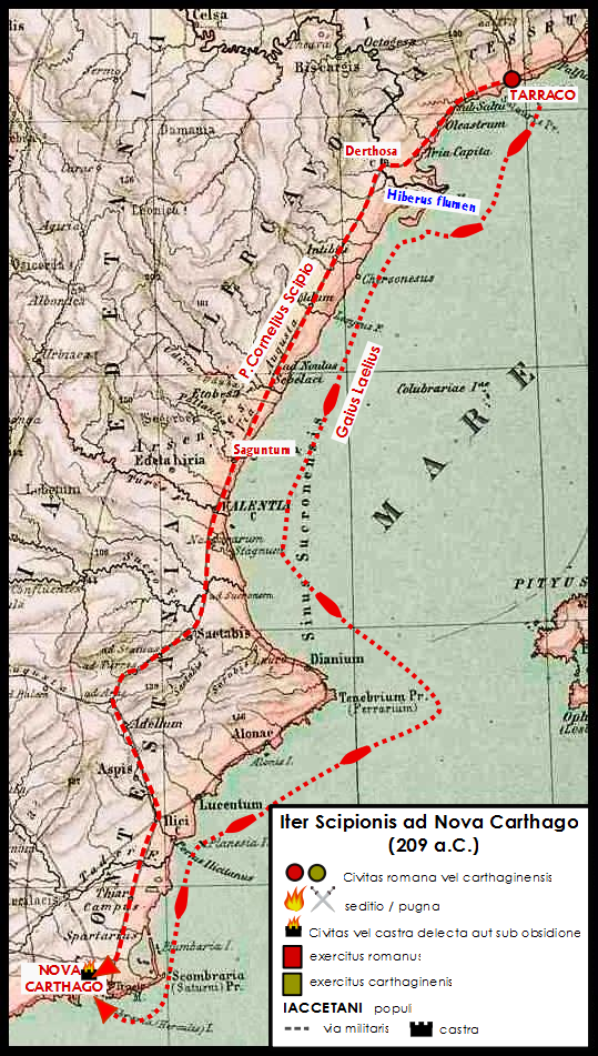 March of Scipio Africanus from Tarragona to Cartagena in Spain in 209 BC.