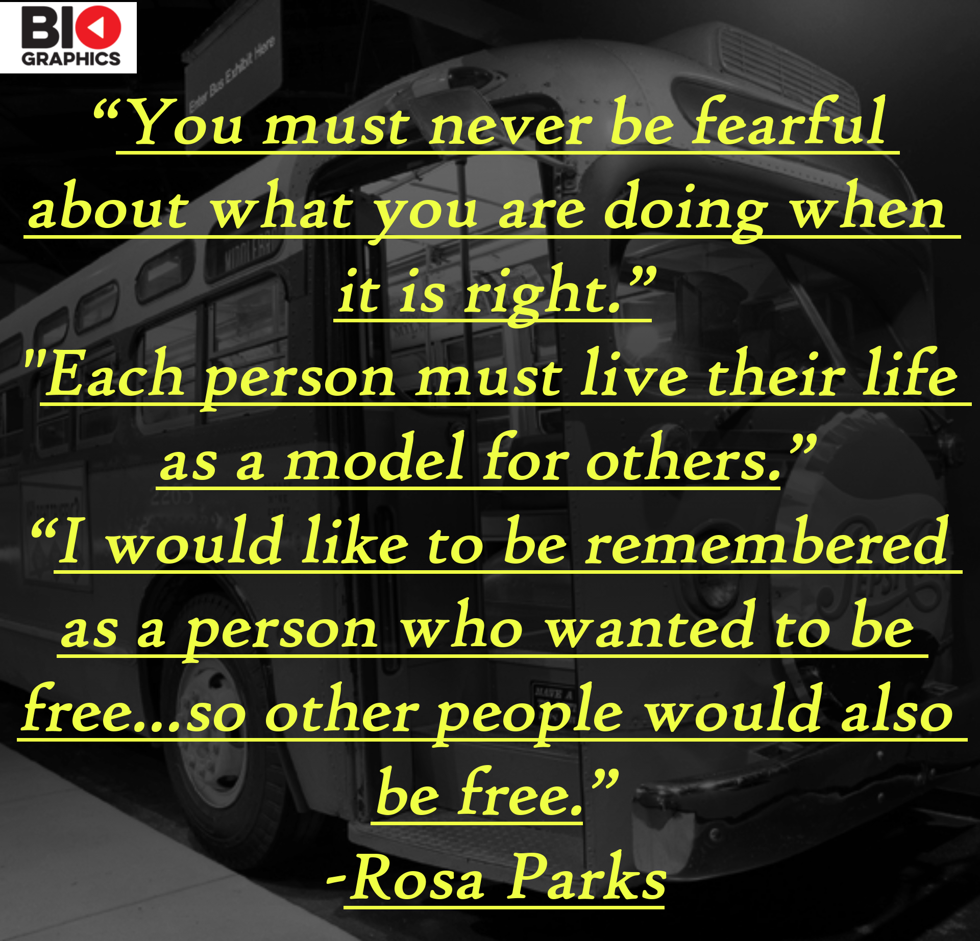 Three inspirational Rosa Parks quotes.
