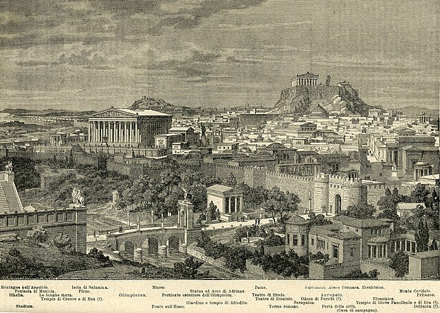 A reconstruction of what ancient Athens might have looked like.