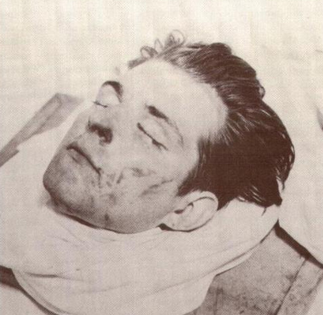 Morgue photograph of an unidentified man discovered in 1936 in Ohio.