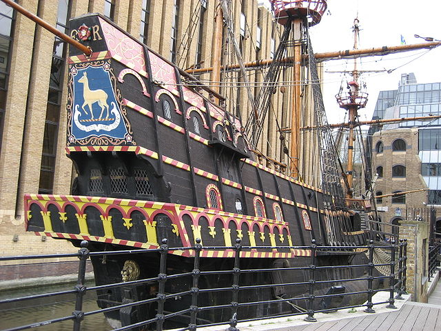 Replica of the Elizabethan galleon, The Golden Hind, captained by Francis Drake in 16th Century, Southwark, London, UK, Credit: Jose L. Marin - Own work, CC BY 2,0