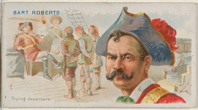 Bart Roberts, Trying Deserters, from the Pirates of the Spanish Main series (N19) for Allen & Ginter Cigarettes