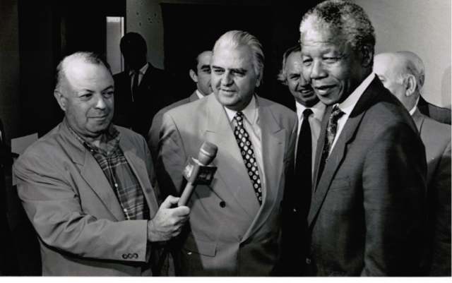 New Europe Editor, Basil Coronakis, (Left) interviewing Nelson Mandela in Johannesburg. This was one of the first interviews Mandela gave in 1990, 27 years after his imprisonment.