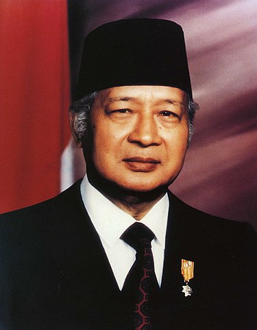 Suharto, second President of the Republic of Indonesia, at the start of his sixth term